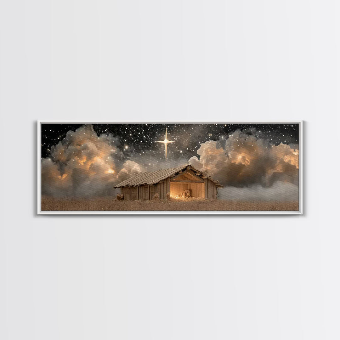 Humble Refuge | Framed Canvas Print | Panoramic Wall Art | Christian Christmas Art | Christmas Art Work | Christian Gift Ideas | Christian