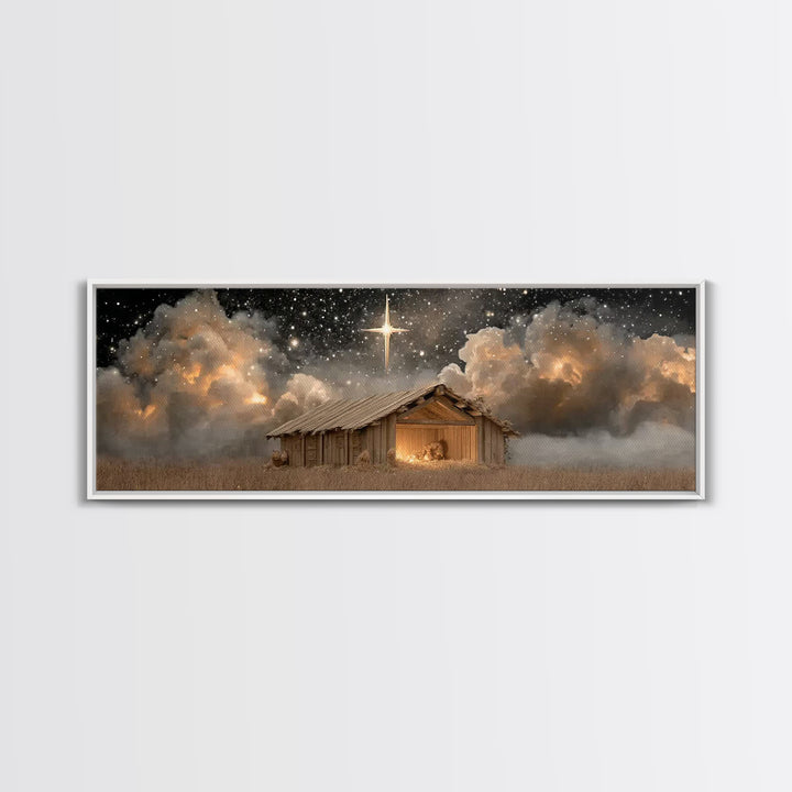 Humble Refuge | Framed Canvas Print | Panoramic Wall Art | Christian Christmas Art | Christmas Art Work | Christian Gift Ideas | Christian