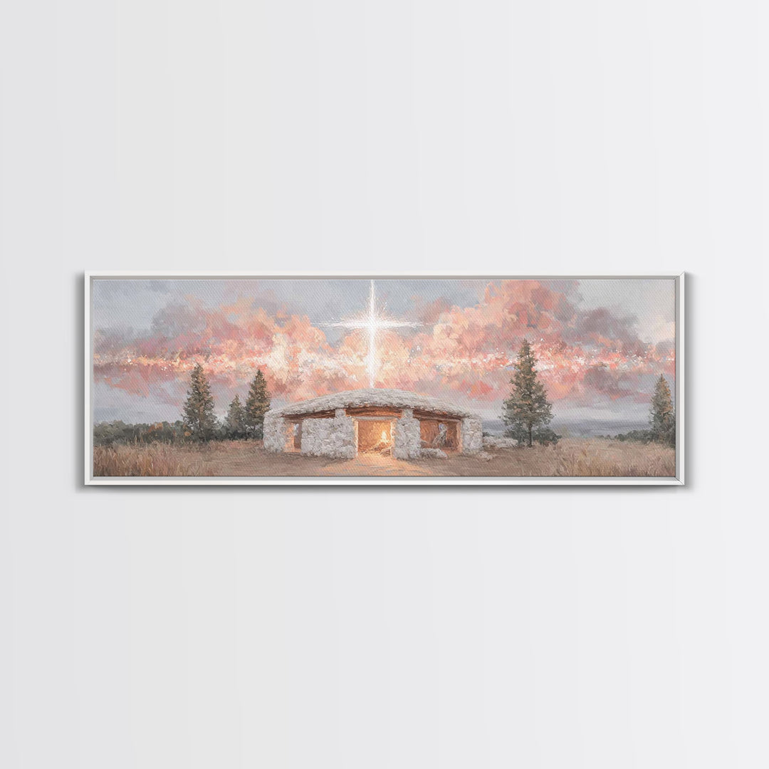Radiant Promise – Framed Canvas Print – Panoramic Painting – Christian Art – Modern Christian Art – Christmas Art Framed – Jesus Painting