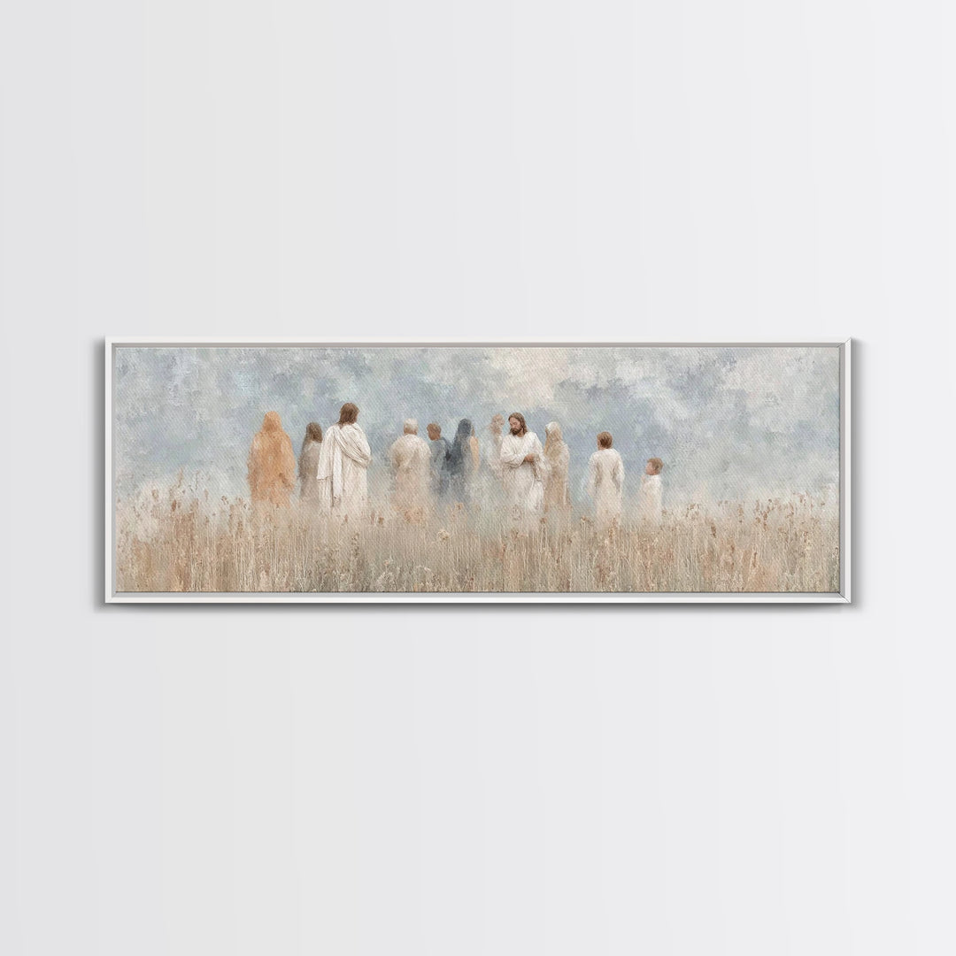 Gathered In Grace | Framed Canvas Print | Panoramic Art | Christian Wall Art | Christian Art Painting | Jesus Art Print | Christian Decor