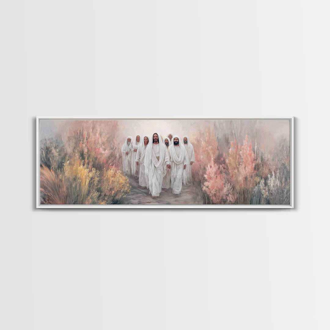 Walking In Glory | Framed Canvas Print | Christian Art Canvas | Christian Wall Art | Jesus Painting | Panoramic Art | Modern Christian Art
