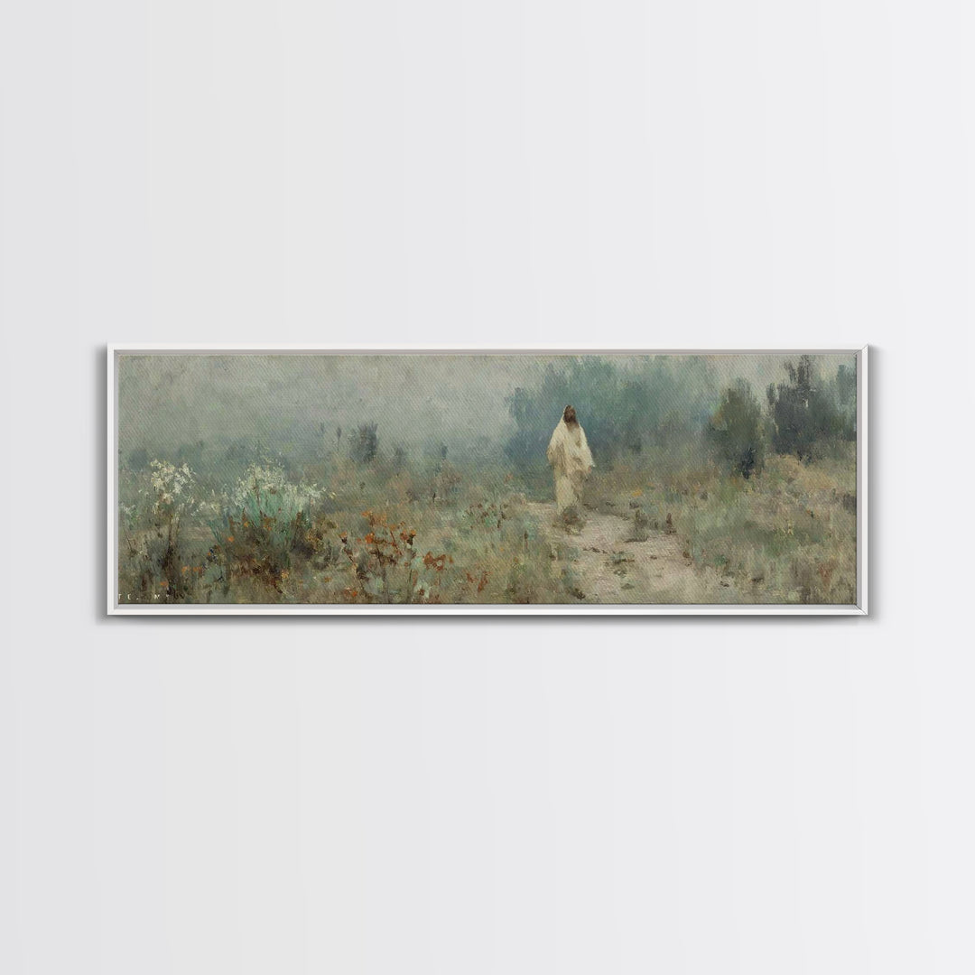Silent Ascension, Framed Canvas Print, Christian Art Canvas, Christian Wall Art, Jesus Painting, Panoramic Wall Art, Subtle Christian Art