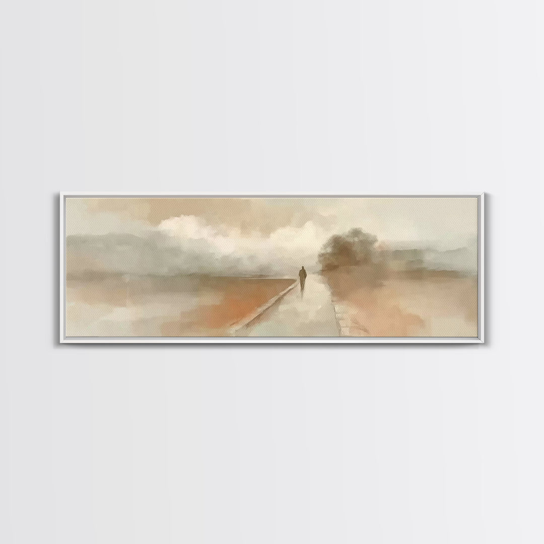 Silent Winter Path – Framed Canvas Print – Christian Wall Art – Christian Art Canvas – Jesus Painting – Panoramic Art – Christmas Art