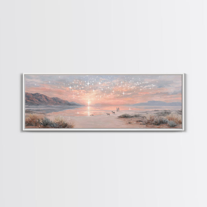 Starry Dawn Promise – Framed Canvas Print – Christian Wall Art – Panoramic Painting – Christian Art Canvas – Christmas Art – Jesus Painting
