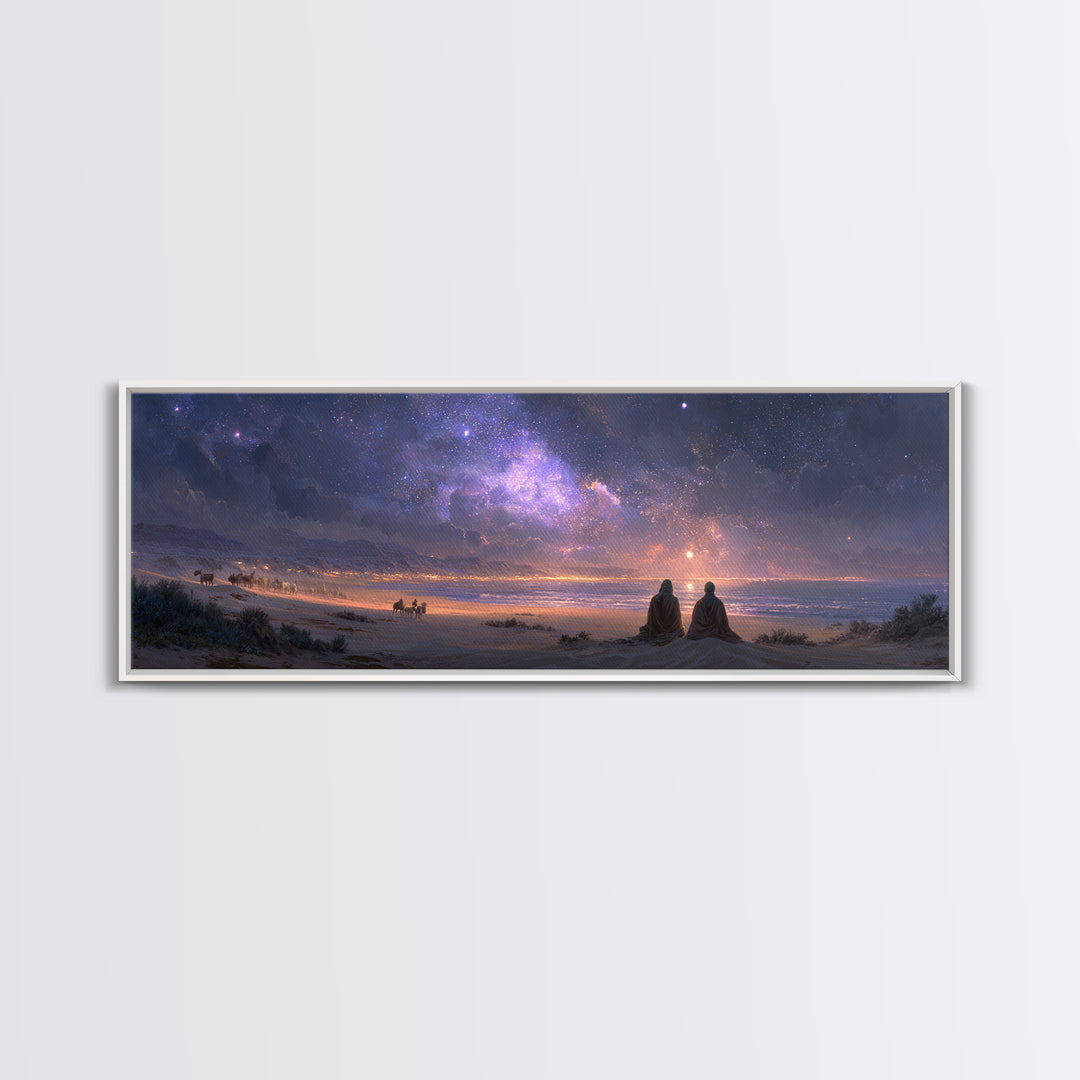 Twilight Wonder Sky, Framed Canvas Print, Panoramic Art, Christian Wall Art, Christian Art Canvas, Jesus Christmas Art, Modern Christian Ar