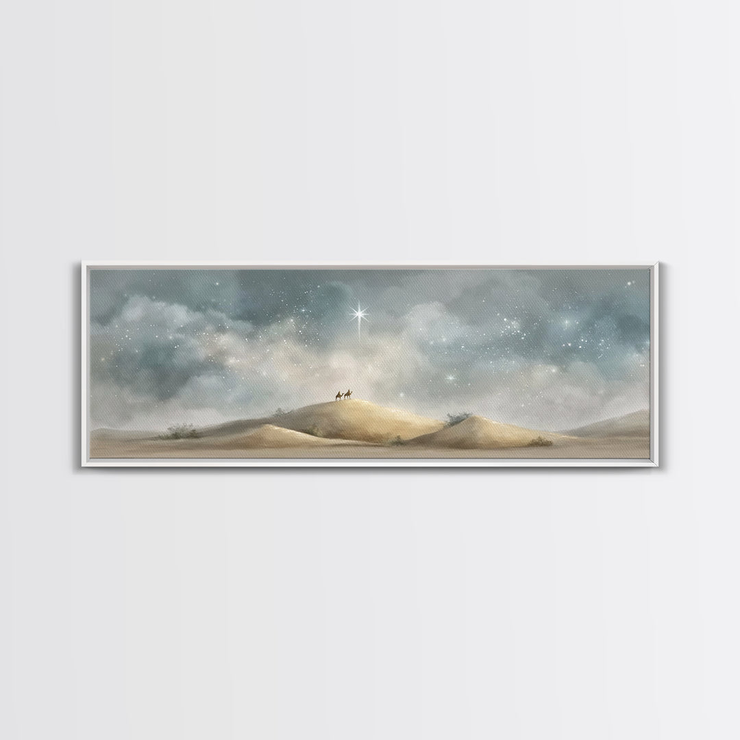 Wandering Star Path | Framed Canvas Print | Christian Wall Art | Panoramic Art | Christian Christmas Art | Christian Art Canvas | Jesus Pai