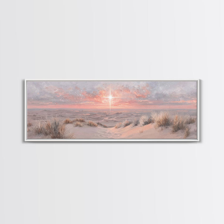 Dawn of Promise – Framed Canvas Print – Panoramic Painting – Christian Art – Christmas Wall Art – Jesus Canvas Art – Christian Gift Ideas