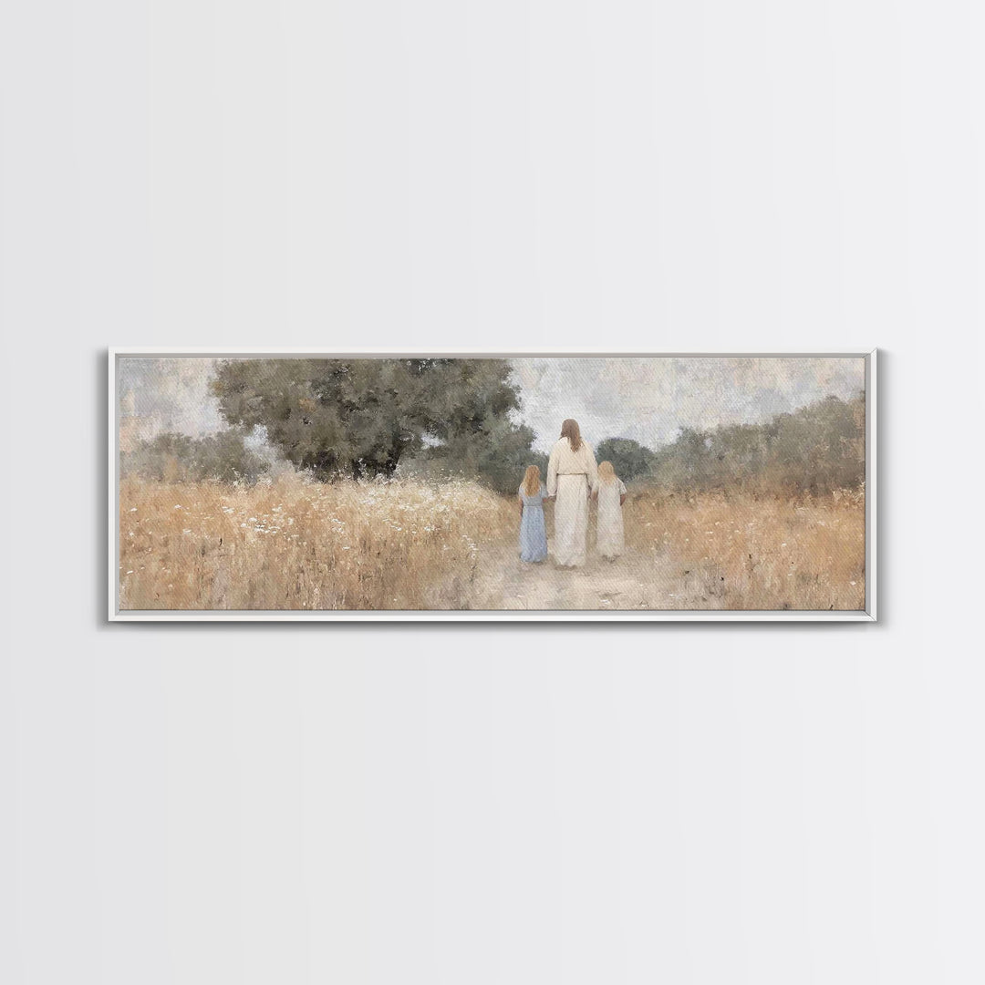 Silent Faith Journey | Framed Canvas Print | Panoramic Painting | Christian Art | Jesus Painting | Christian Christmas Art | Christian Wall