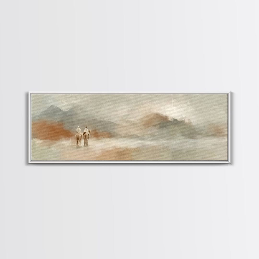 Desert Wayfarers | Framed Canvas Print | Panoramic Painting | Christian Art Canvas | Christian Art | Christian Wall Art | Large Christian P