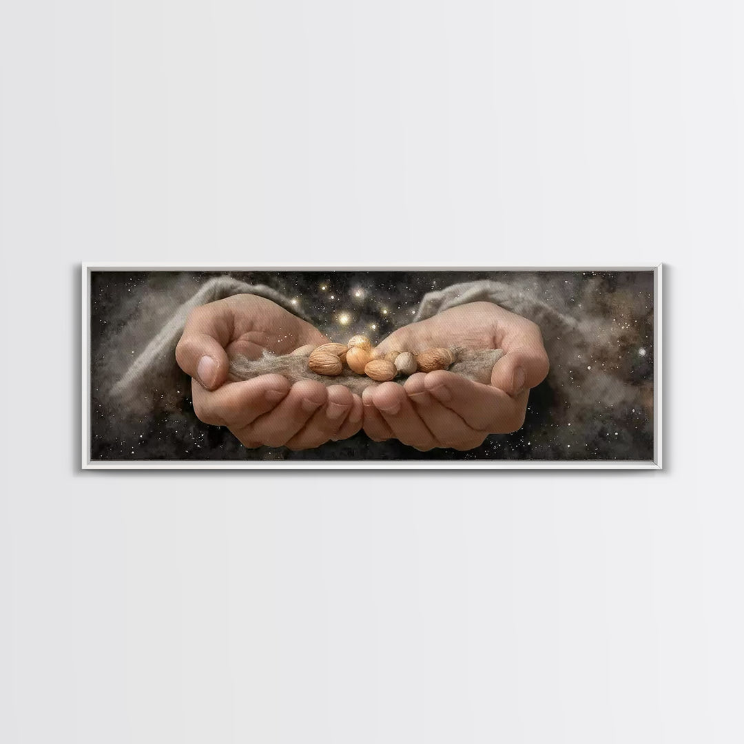 Celestial Offering – Framed Canvas Print – Panoramic Painting – Christian Wall Art – Jesus Art Print – Christian Art Canvas – Christmas Art