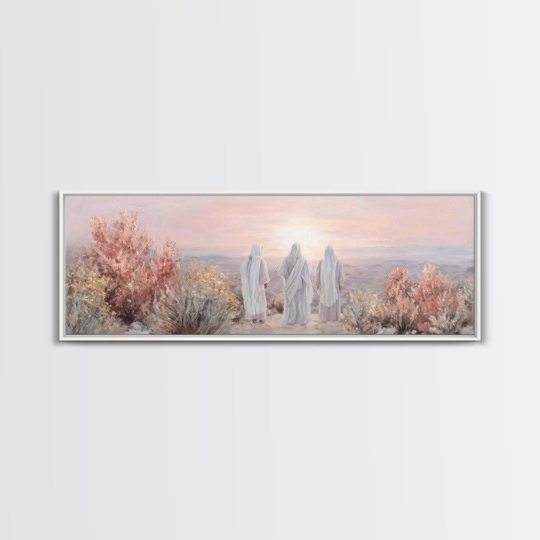 Three At Dawn – Framed Canvas Print – Panoramic Frame – Christian Art Canvas – Christian Art – Christian Wall Art – Modern Christian Painti