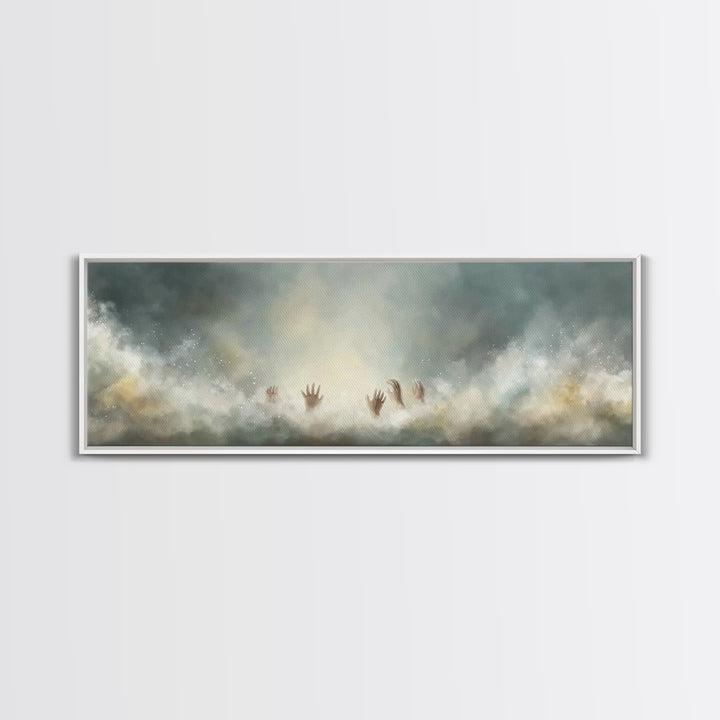 Heavenward Hands – Framed Canvas Print – Panoramic Frame – Christian Art – Christian Art Canvas – Christian Painting – Christian Christmas