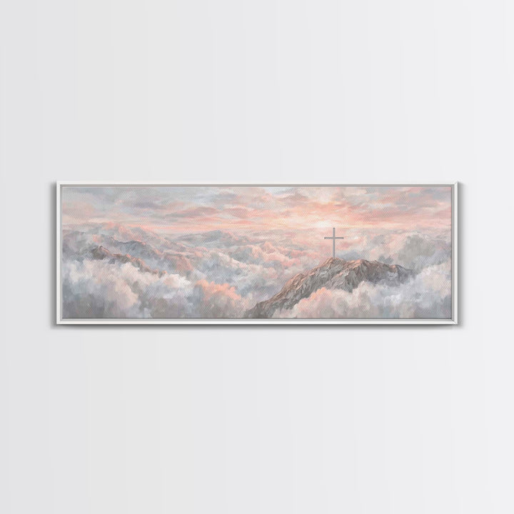 Mountain Of Mercy | Framed Canvas Print | Christian Art Canvas | Panoramic Wall Art | Christian Paintings | Christian Christmas Art | Chris