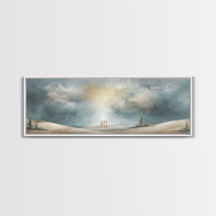 Heavenly Gathering, Framed Canvas Print, Panoramic Print, Christian Art, Christian Wall Art, Christian Art Canvas, Moody Christian Art