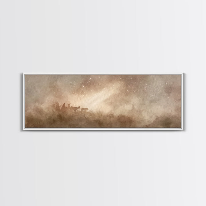 Guiding Light Path | Framed Canvas Print | Panoramic Art | Christian Art Canvas | Christmas Art | Christian Wall Art | Christian Christmas