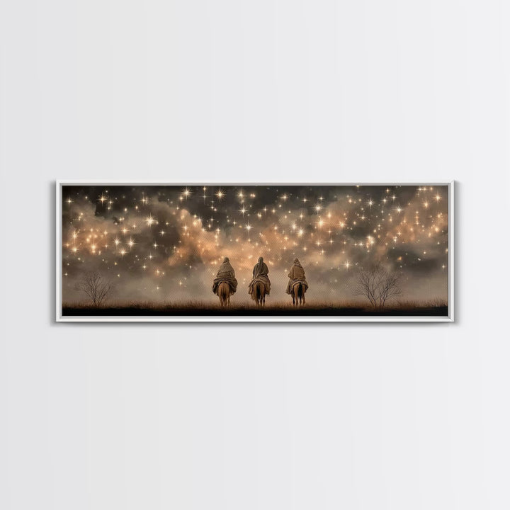 Celestial Heralds, Framed Canvas Print, Panoramic Wall Art, Christian Art Canvas, Christmas Art Work, Christian Painting, Christian Decorat