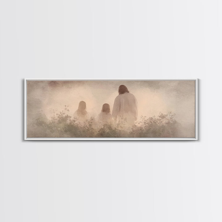 Fields Of His Peace - Framed Canvas Print - Panoramic Frame - Christian Art Prints - Jesus Art Print - Christian Decor
