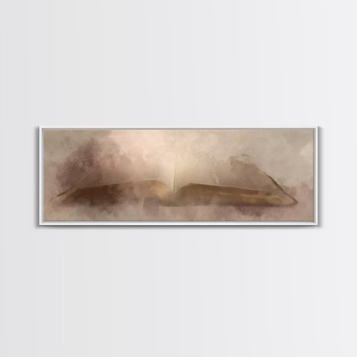 Living Word Glory, Framed Canvas Print, Panoramic Painting, Christian Art, Christian Art Canvas, Christian Wall Art, Christian Art Print