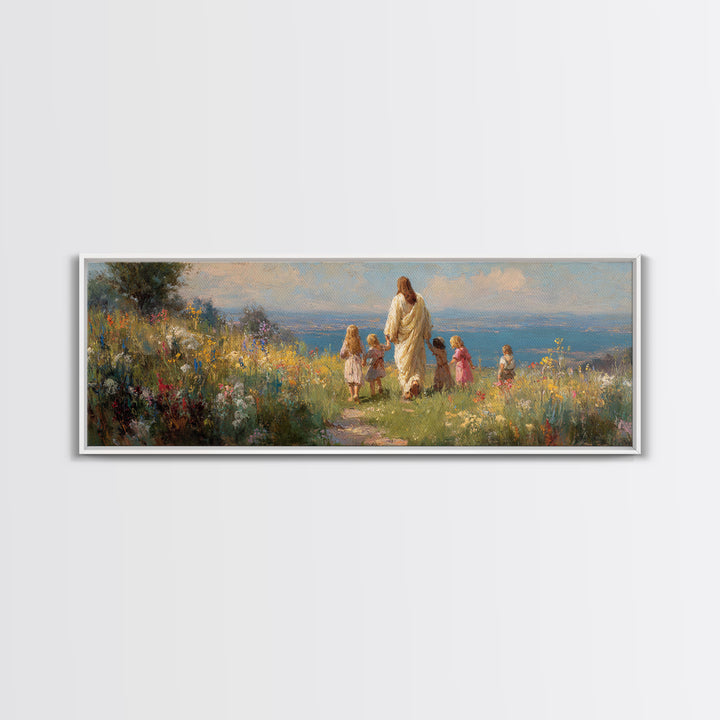 Hillside Of Hope - Framed Canvas Print - Panoramic Painting - Christian Wall Art - Jesus Art Print - Christian Art Canvas