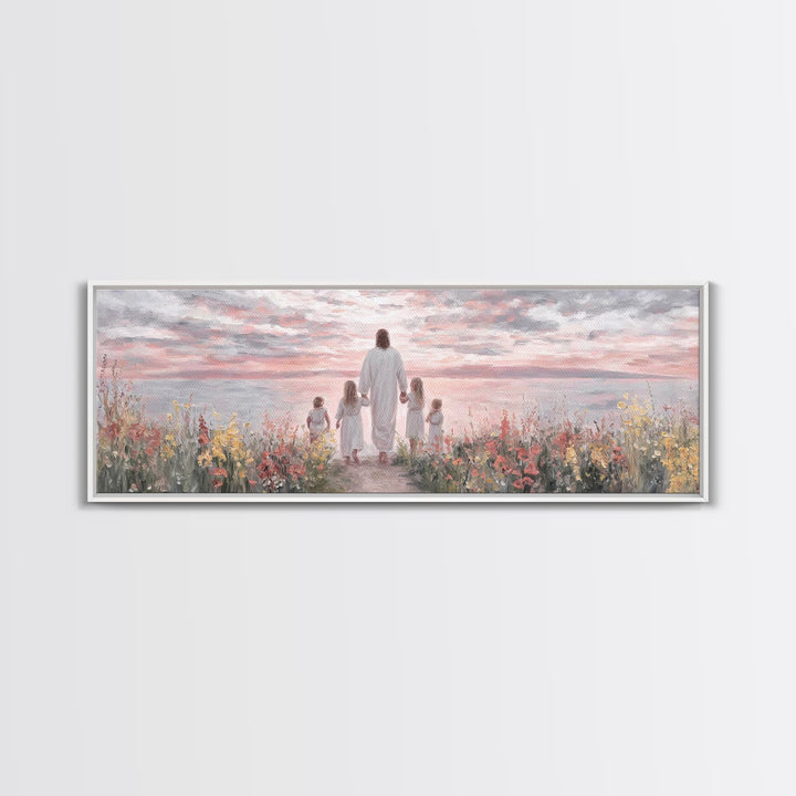 Sunrise Of Grace, Framed Canvas Print, Christian Art Canvas, Panoramic Frame, Jesus Painting, Christian Wall Art