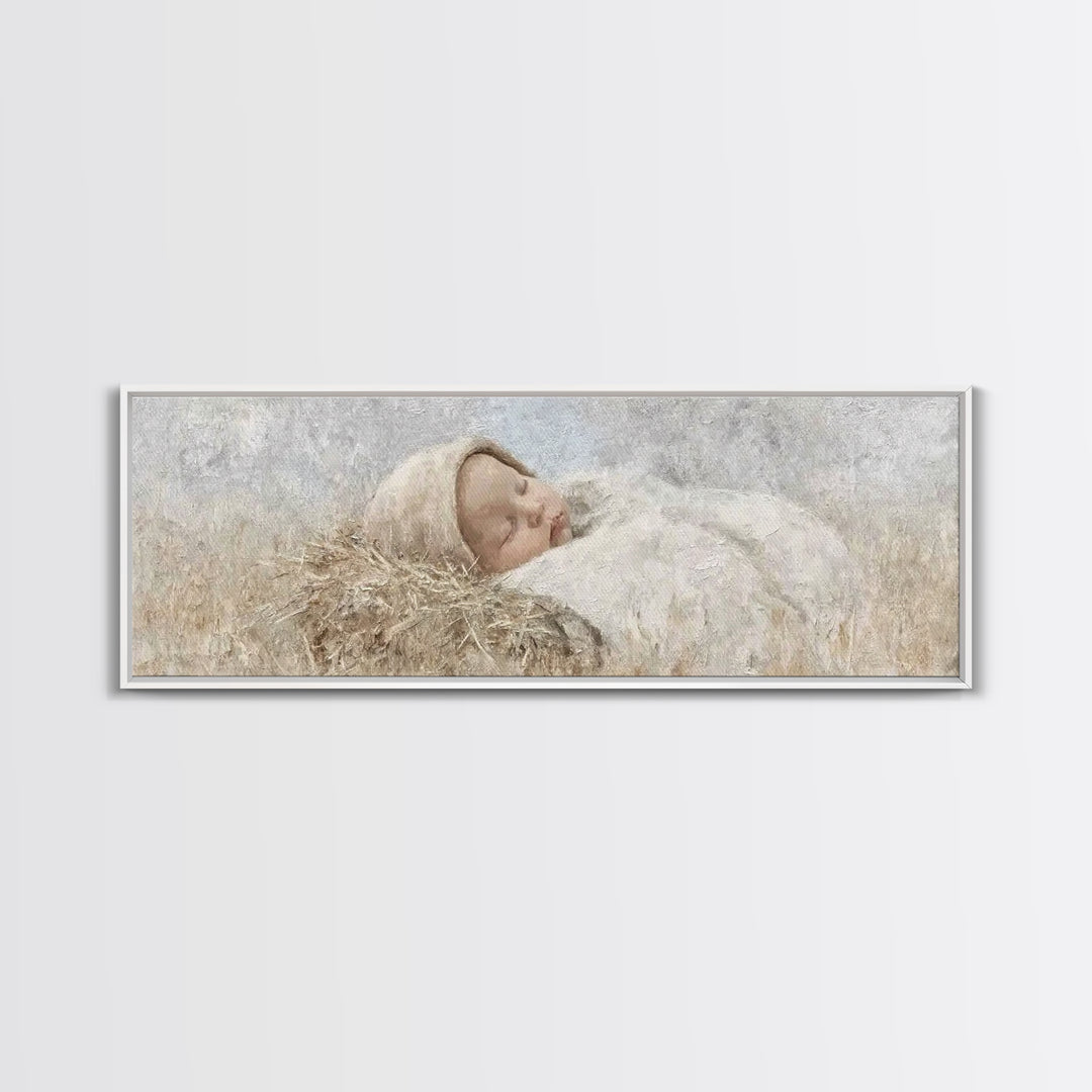 Holy Child Serenity – Framed Canvas Print – Panoramic Art – Christian Christmas Art – Christian Wall Art – Christmas Art Prints