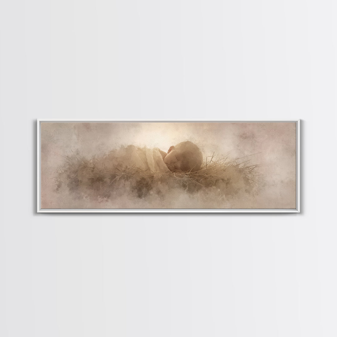 Sacred Infant Calm – Framed Canvas Print – Christian Christmas Art – Christian Art Canvas – Minimalist Christian Art – Panoramic Print – Ch