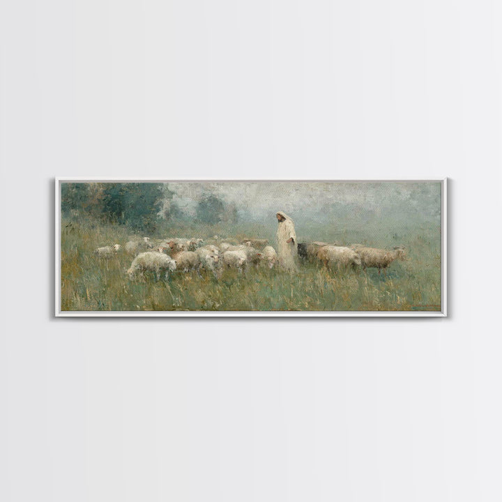 Glory In The Meadow | Framed Canvas Print | Christian Wall Art | Christian Painting | Christian Art Canvas | Panoramic Art | Christian Home