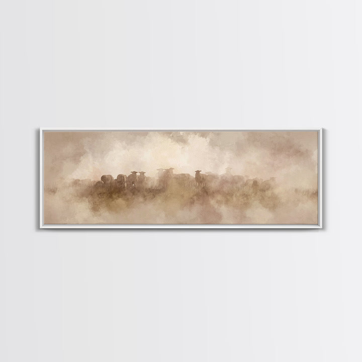 Shepherd’s Quiet Watch, Framed Canvas Print, Christian Wall Art, Christian Art Canvas, Jesus Painting, Panoramic Painting, Christian Christ