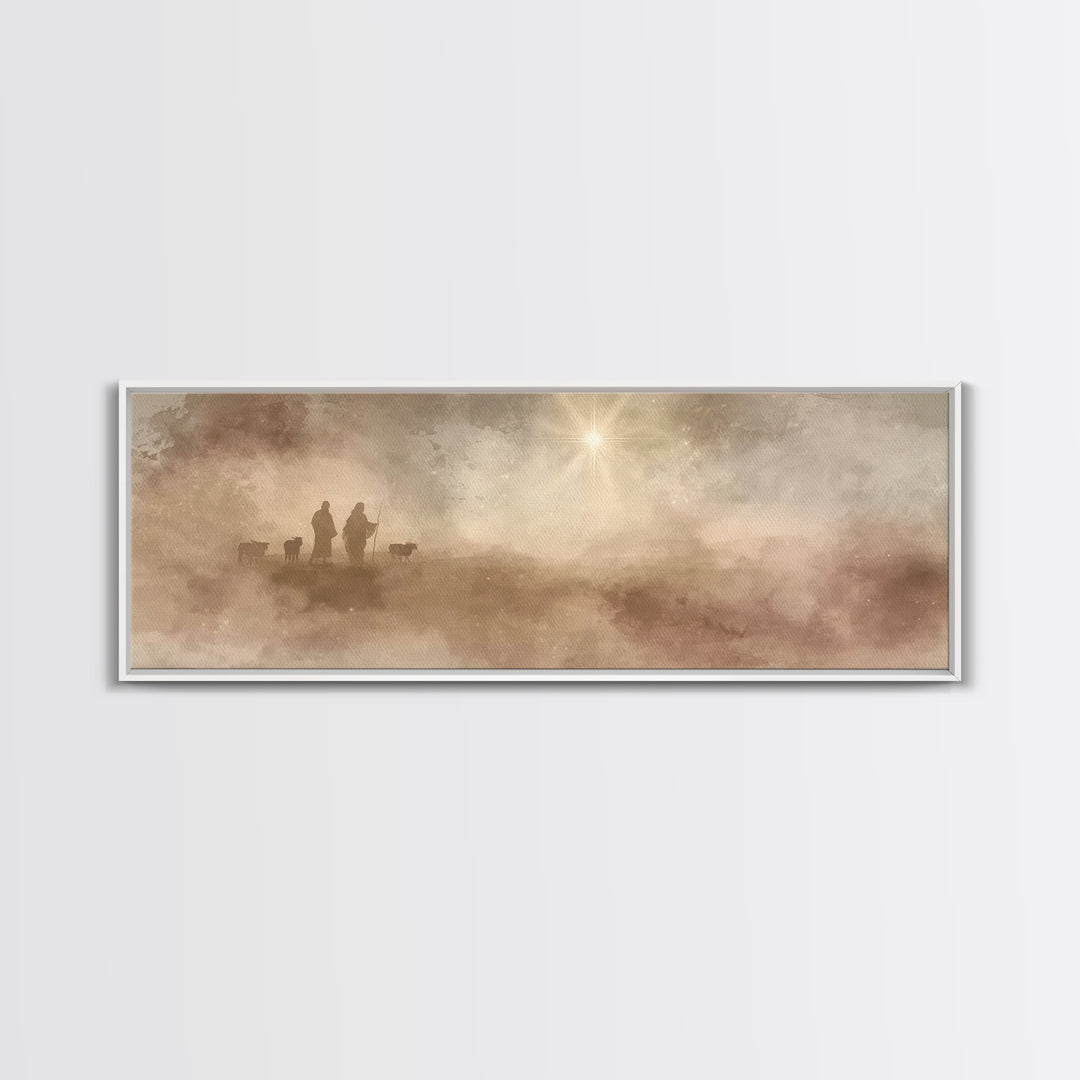 Desert Star Calling, Framed Canvas Print, Christian Art Canvas, Panoramic Painting, Christian Christmas Art, Christian Wall Art, Jesus Art