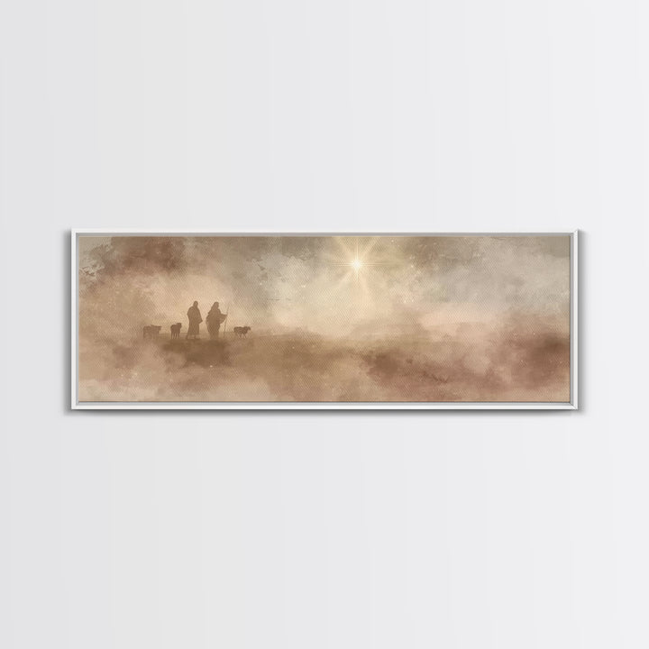 Desert Star Calling, Framed Canvas Print, Christian Art Canvas, Panoramic Painting, Christian Christmas Art, Christian Wall Art, Jesus Art