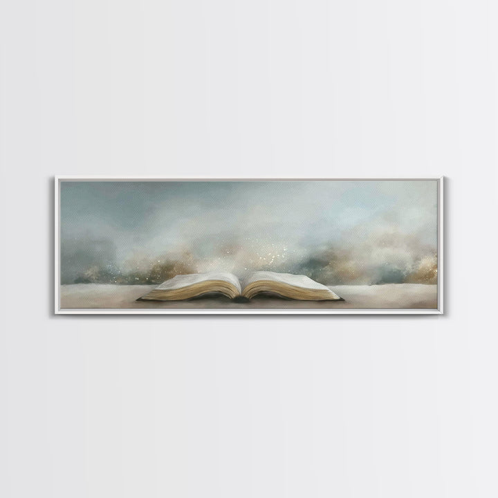 Bible Illumined – Framed Canvas Print – Panoramic Art – Christian Art Canvas – Christian Art – Christian Wall Art – Subtle Christian Art