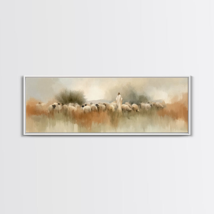 Garden Path Grace – Framed Canvas Print – Panoramic Art – Christian Wall Art – Jesus Painting – Christian Art Canvas