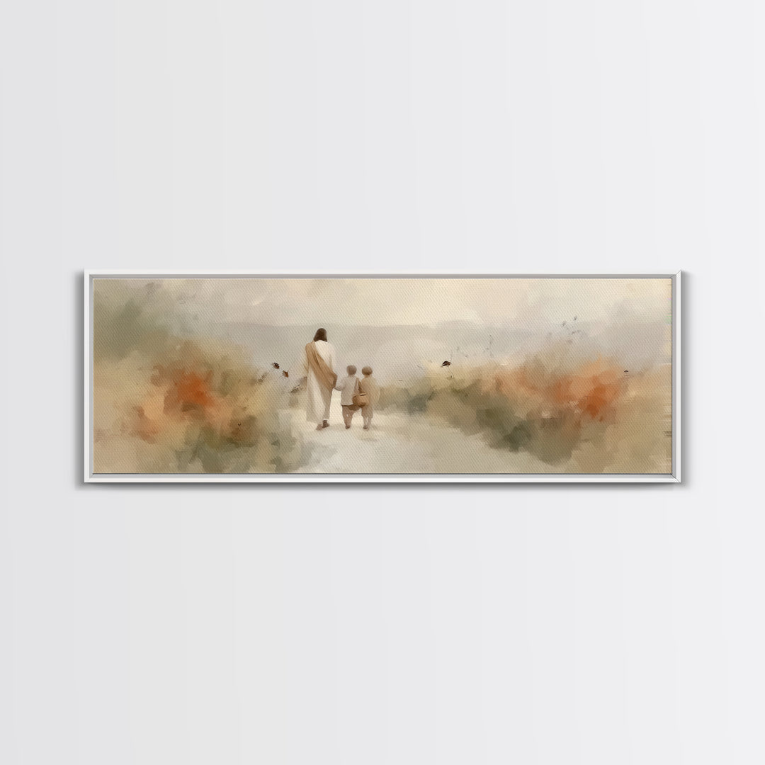 Light Of The Way | Framed Canvas Print | Panoramic Frame | Christian Art | Jesus Painting | Christian Wall Art