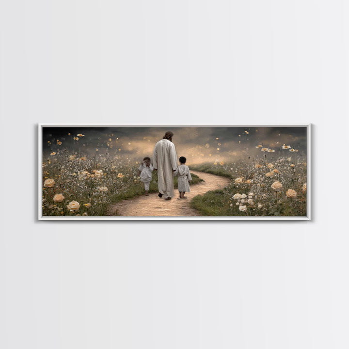 Gentle Path Blessing | Framed Canvas Print | Panoramic Painting | Christian Wall Art | Jesus Art Print | Christian Art Canvas