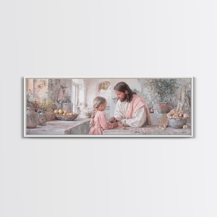 Bread Of Hope | Framed Canvas Print | Christian Art Canvas | Panoramic Wall Art | Christian Wall Art | Jesus Painting | Christian Decor | C