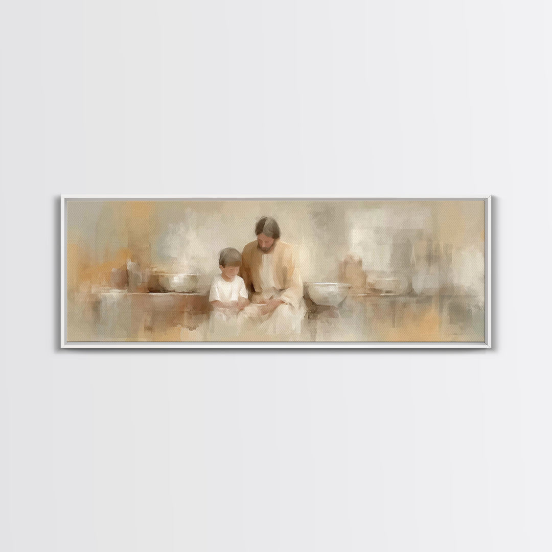 Guiding Lantern Path – Framed Canvas Print – Christian Wall Art – Panoramic Print – Christian Art Canvas – Christian Decor – Christmas Art