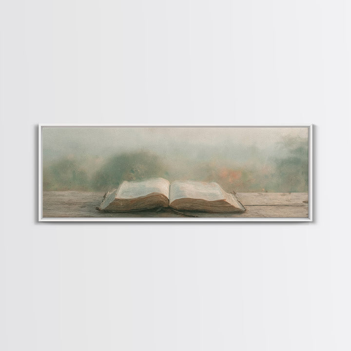 Quiet Morning Grace | Framed Canvas Print | Christian Art | Christian Wall Art | Panoramic Painting | Christian Canvas Art | Christmas Wall