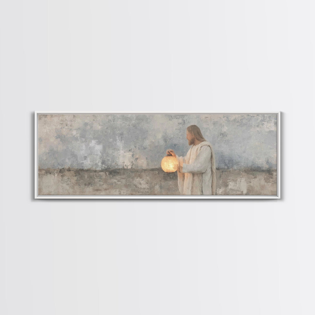 Radiant Night Walk – Framed Canvas Print – Christian Art Canvas – Panoramic Painting – Christian Wall Art – Christian Decor – Christmas Art