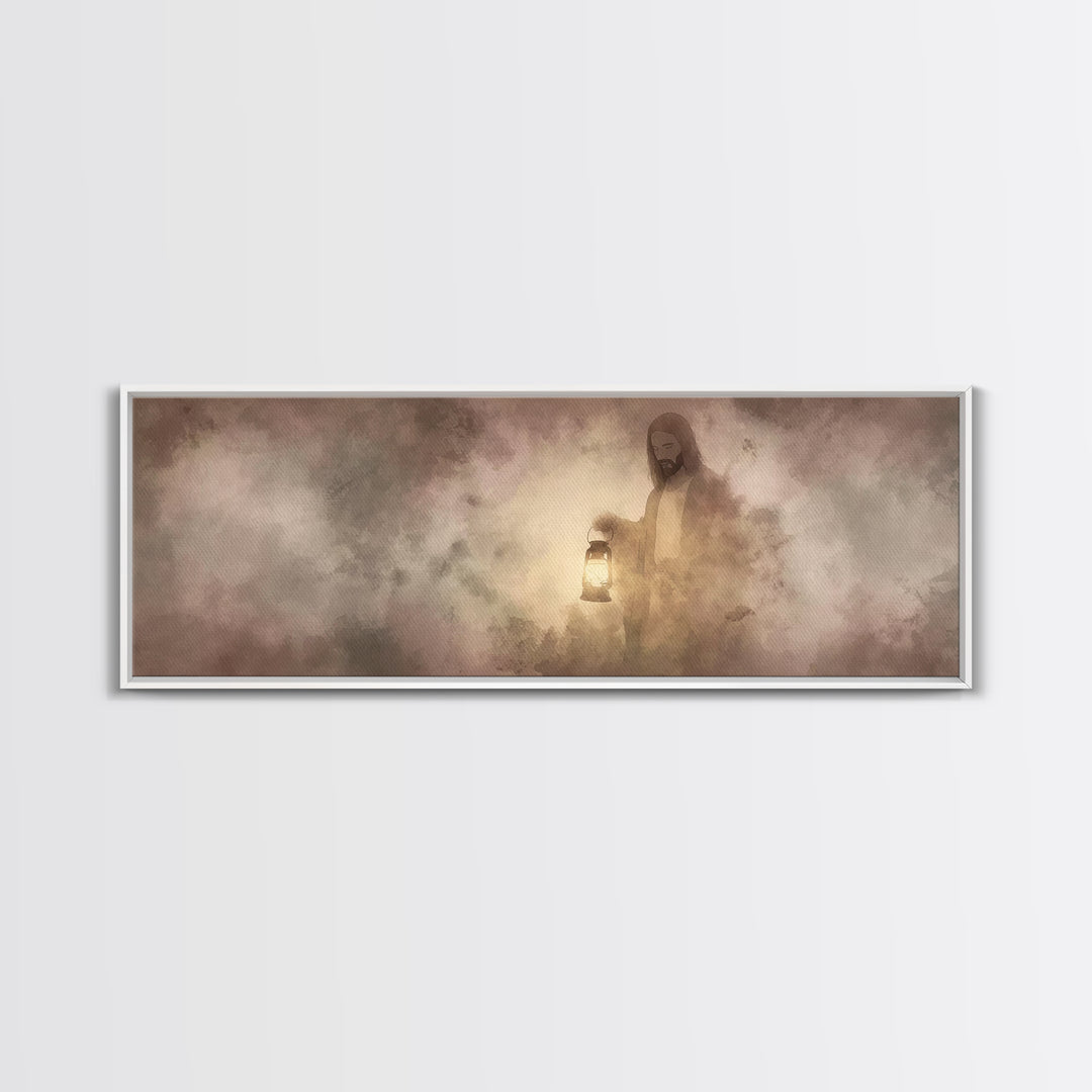Guiding Night Hope | Framed Canvas Print | Panoramic Wall Art | Christian Art Canvas | Jesus Painting | Christian Decor | Christmas Art | C
