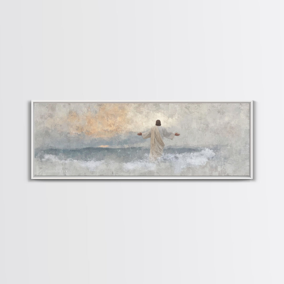 Waves Of Glory, Framed Canvas Print, Panoramic Wall Art, Christian Art Canvas, Christian Wall Art, Jesus Painting, Christian Decor, Christm