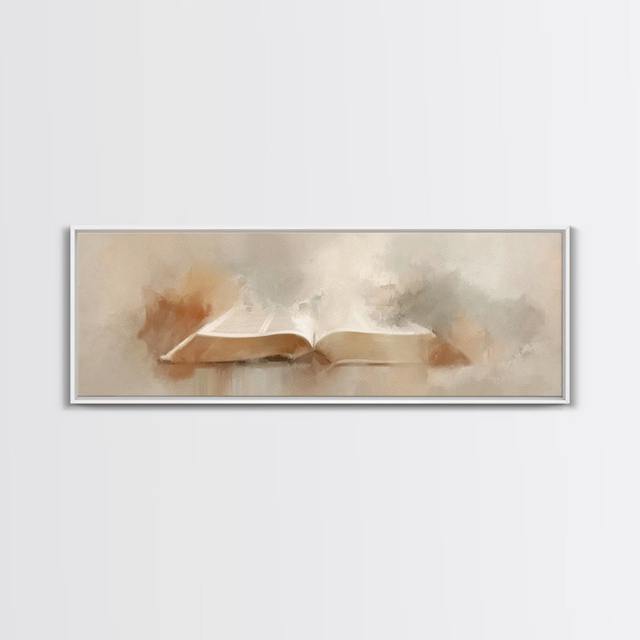 Misty Dawn Prayer, Framed Canvas Print, Christian Art Canvas, Christian Wall Art, Panoramic Print, Christian Painting, Christmas Art