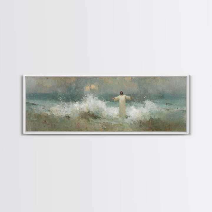 Heavenly Rising, Framed Canvas Print, Panoramic Painting, Christian Art Canvas, Jesus Painting, Christian Wall Art, Christmas Art Prints
