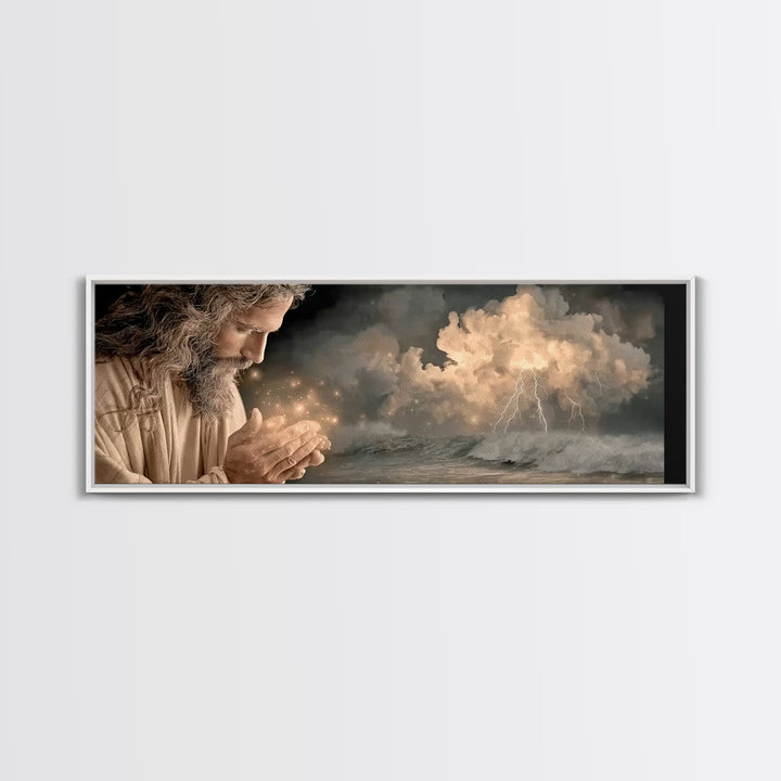 Sacred Dawn | Framed Canvas Print | Panoramic Wall Art | Christian Art | Jesus Painting | Christian Art Canvas | Christian Decor