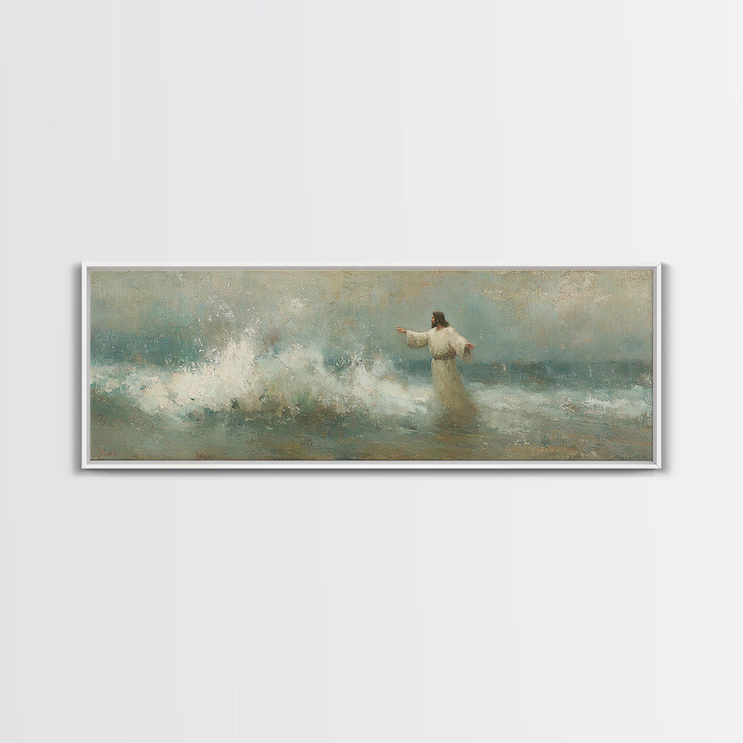 Holy Wonder, Framed Canvas Print, Panoramic Frame, Christian Wall Art, Jesus Painting, Christian Art Print, Christian Christmas Art