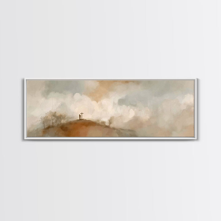 Cross Of Promise | Framed Canvas Print | Panoramic Art | Christian Art Canvas | Christian Wall Art | Jesus Painting | Christian Art