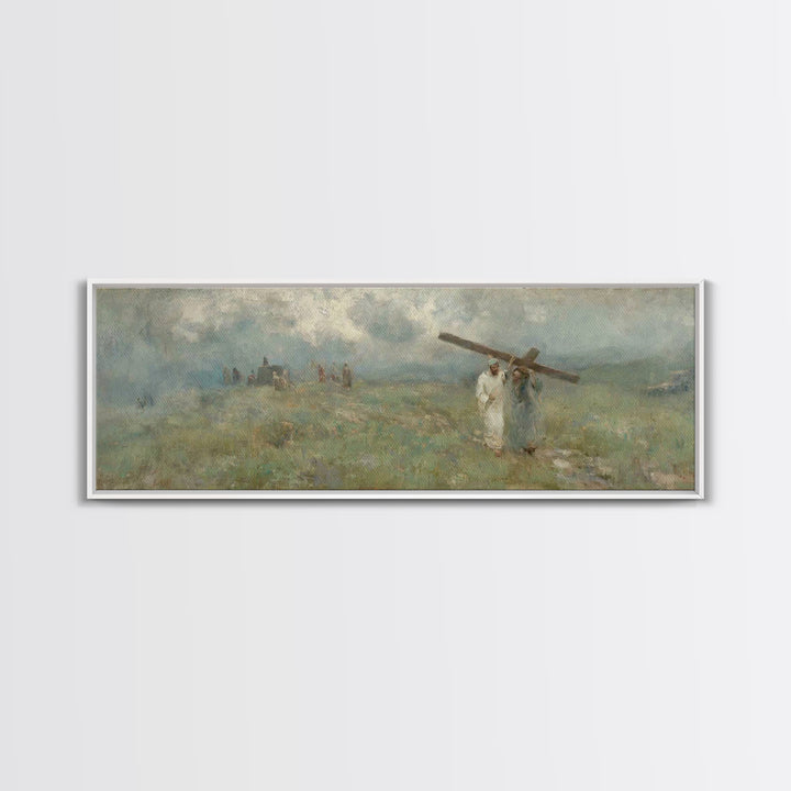Hill Of Grace, Framed Canvas Print, Christian Art Canvas, Jesus Painting, Panoramic Wall Art, Christian Wall Art, Christian Gift Ideas