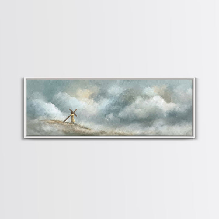 Burden Of Love | Framed Canvas Print | Christian Art Work | Jesus Painting | Panoramic Painting | Large Christian Art | Christian Decor