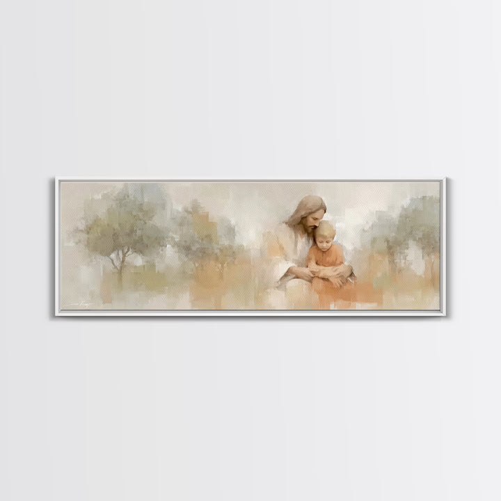 Gentle Teaching – Framed Canvas Print – Christian Wall Art – Christian Art Canvas – Panoramic Print – Jesus Painting – Christian Decor