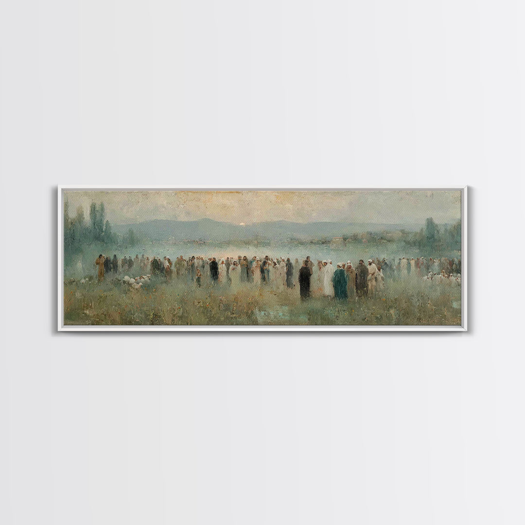 Crowd Of Hope – Framed Canvas Print – Christian Wall Art – Panoramic Painting – Christian Art Canvas – Christian Art – Jesus Painting