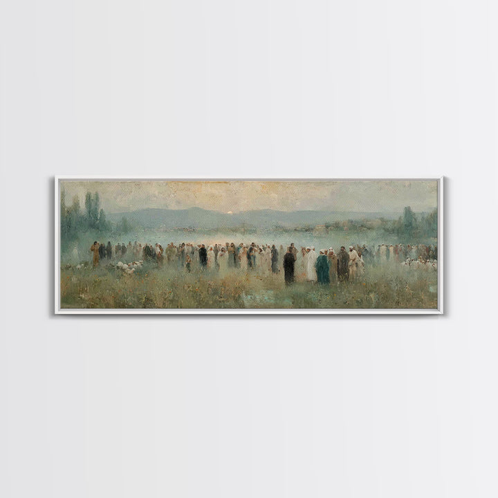 Crowd Of Hope – Framed Canvas Print – Christian Wall Art – Panoramic Painting – Christian Art Canvas – Christian Art – Jesus Painting